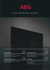 Panneau solaire AEG Premium AS-M1082B-BH(RM10)/HV 450 W – monocristallin demi-cellules, cadre noir, 1500 V
