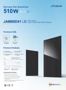 Panneau solaire JA Solar JAM60D41-500/LB 500W module photovoltaique monocristallin N-Type