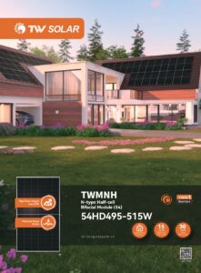TW Solar TWMNH-54HD 500 W bifacial TOPCon, double verre, 108 demi-cellules, 1961×1134×30 mm, 1500 VDC