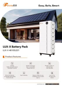 Felicity Solar LUX-X-48100LG01 module batterie LFP 5,12 kWh (51,2 V, 100 Ah), IP21, RS485/CAN, empilable 1–8 modules, 600x450x180 mm, ≈46 kg