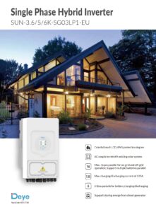 DEYE SUN-5K-SG03LP1-EU onduleur hybride monophasé 5 kW, 2 MPPT (1+1), batterie 48 V, IP65, ~330x580x232 mm