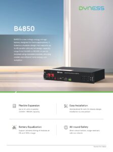 Dyness B4850 batterie LiFePO4 48 V 2,4 kWh (50 Ah), rack 19", CAN/RS485, jusqu’à 40 modules en parallèle