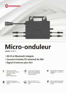 Micro-onduleur Sossen-Micro 1000 1000 W 2-in-1 avec double MPPT, WiFi et Bluetooth integres, rendement eleve et protection IP67 pour installations solaires