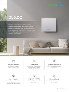 Dyness DL5.0C batterie LiFePO4 51,2 V 5,12 kWh (100 Ah), CAN/RS485/RS232, 558×545×150 mm, jusqu’à 50 modules en parallèle