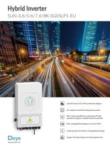 DEYE SUN-3.6K-SG05LP1-EU onduleur hybride monophasé 3,6 kW, 2 MPPT, 40-60 V batterie, IP65, montage mural