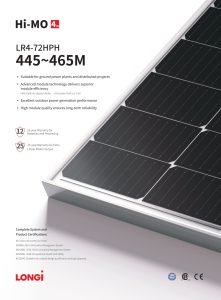 Panneau solaire LONGi LR4-72HPH-450M, 450 W, module photovoltaïque monocristallin haute efficacité