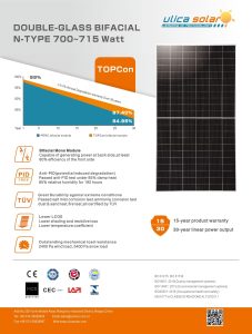 Panneau solaire Ulica Solar UL-715M-132DGN 715W bifacial verre verre N type