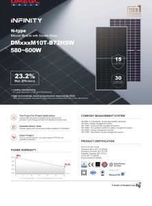 Panneau solaire DMEGC DM600M10T-B72HSW 600Wc module photovoltaique monocrystallin
