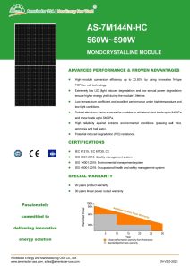 Panneau solaire Amerisolar AS-7M144N-HC 585W n-type TOPCon monocristallin half-cut