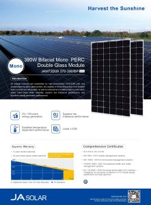 Panneau solaire JA Solar JAM72D09-390BP bifacial double verre frameless 390W