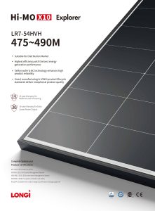 LONGi LR7-54HVH-485M panneau solaire monocristallin 485W haute efficacite