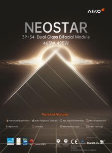 AIKO Neostar 3P+ 480W panneau solaire bifacial double verre N type ABC haute efficacite