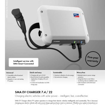 SMA EV Charger 22 kW borne de recharge triphasee type 2 intelligente pour voiture electrique avec optimisation solaire