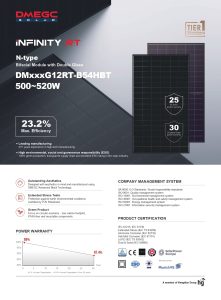 Panneau solaire DMEGC DM510G12RT-B54HBT 510W bifacial double verre haute performance