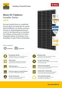 Panneau solaire Solar Fabrik Mono S5 Triplecut 300W bifacial double verre B grade