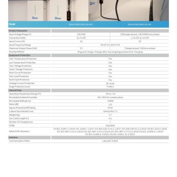 Borne de recharge Deye SUN-EVSE11K01-EU-AC 11kW triphasee pour vehicule electrique