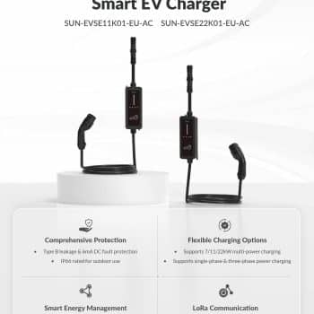 Borne de recharge Deye SUN-EVSE11K01-EU-AC 22kW triphasé pour vehicule electrique