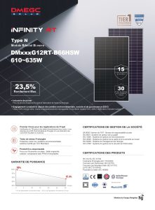 Panneau solaire DMEGC DM630G12RT-B66HSW 630W N-Type bifacial double verre