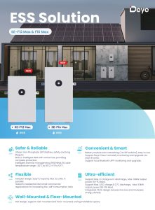 Batterie lithium Deye SE-F12 Max 12kWh LiFePO4 IP65 murale ou au sol avec BMS intelligent