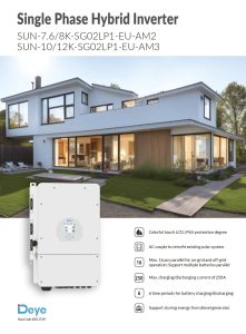 Onduleur hybride Deye SUN-10K-SG02LP1-EU-AM3 monophasé 10 kW compatible batterie lithium 48 V et installation photovoltaïque