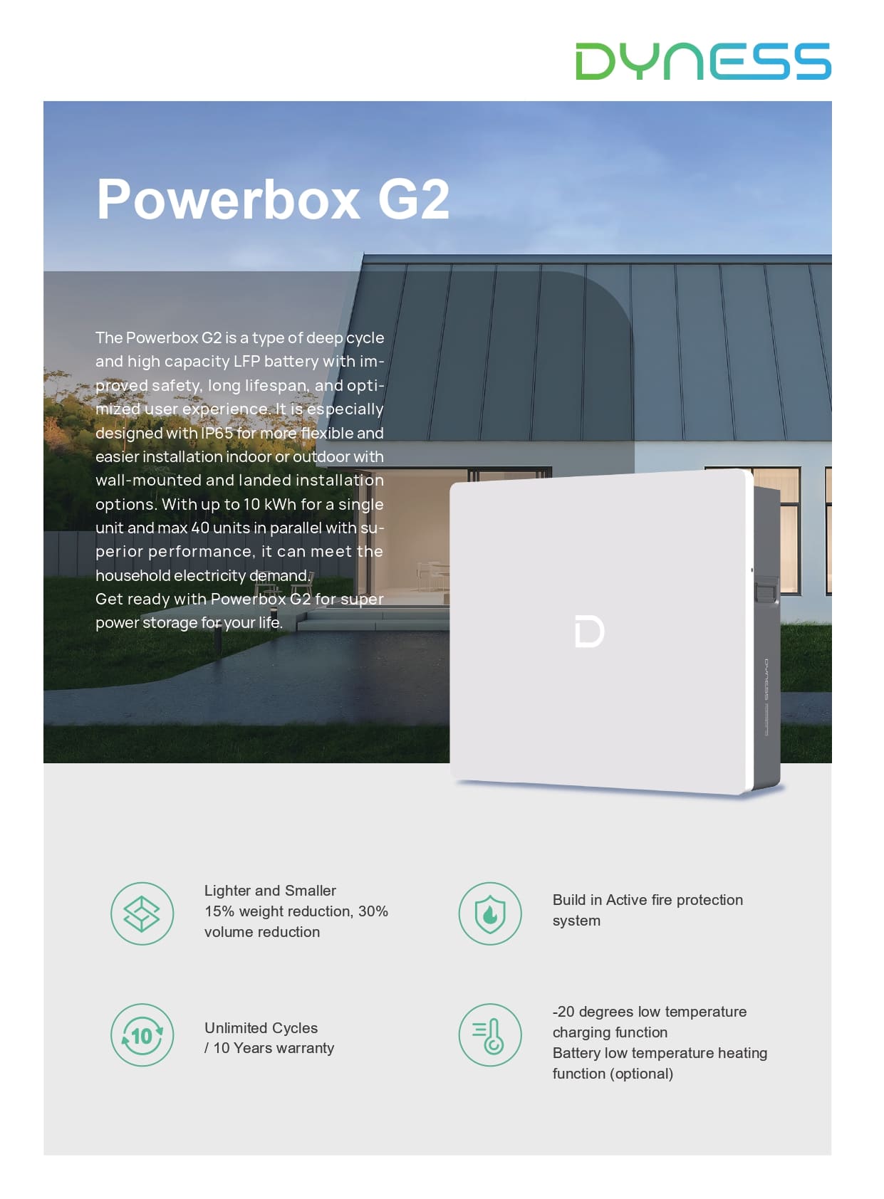 Powerbox G2 Batterie solaire Dyness Powerbox G2 LiFePO4 10,24 kWh 51,2 V 200 Ah avec Wi-Fi intégré et protection IP65