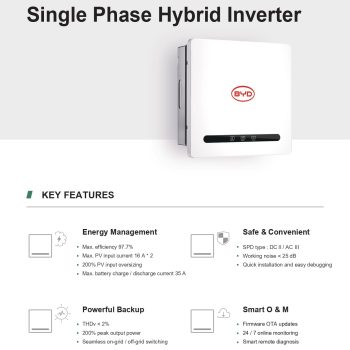 Onduleur hybride monophasé BYD Power-Box SH6K 6 kW avec 2 MPPT et fonction Backup compatible Battery-Box HVE